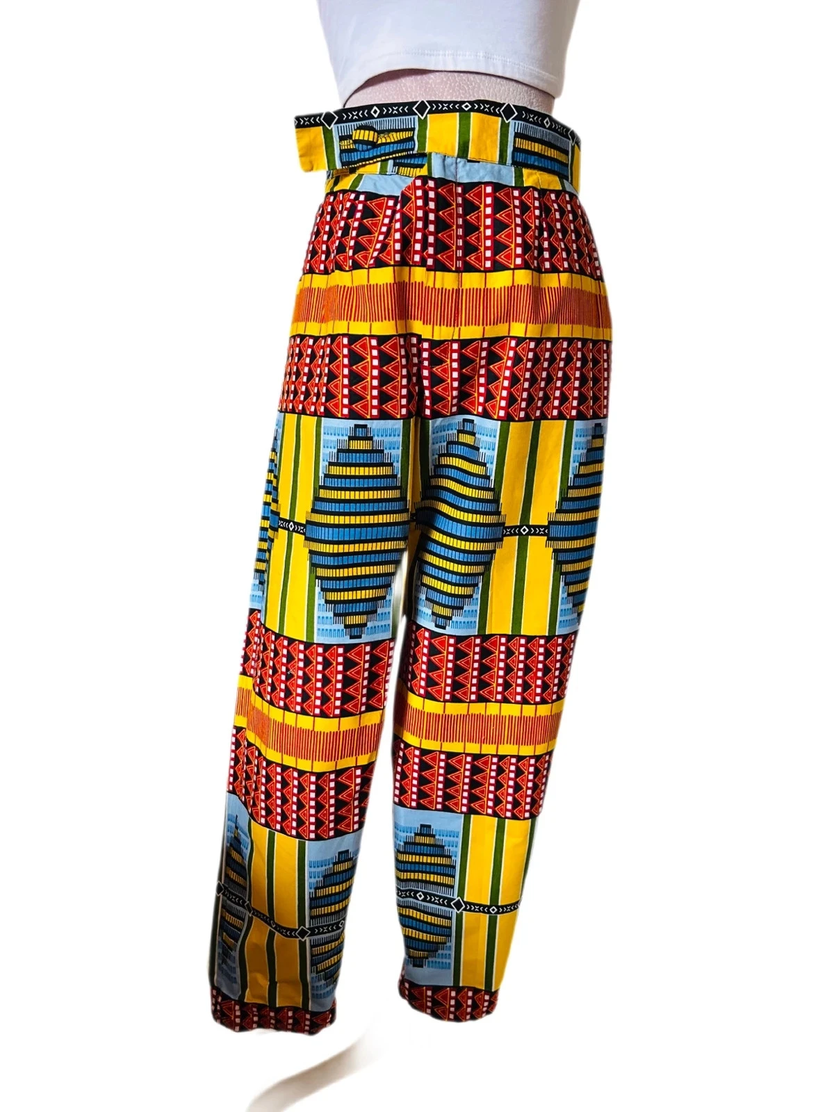 🧡🌈Handmade African Ethnic Boho Festival Pants Afro Chic Wax Cotton Pants 42/44💛🌈 – photo 6
